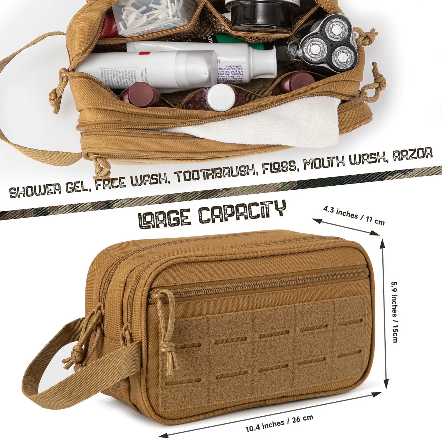 Tactical Toiletry Bag for Men/Women Hygiene Bag Tool Molle Pouches Small Hanging Dopp Kit Mens Shaving Kit Travel Shower Bag