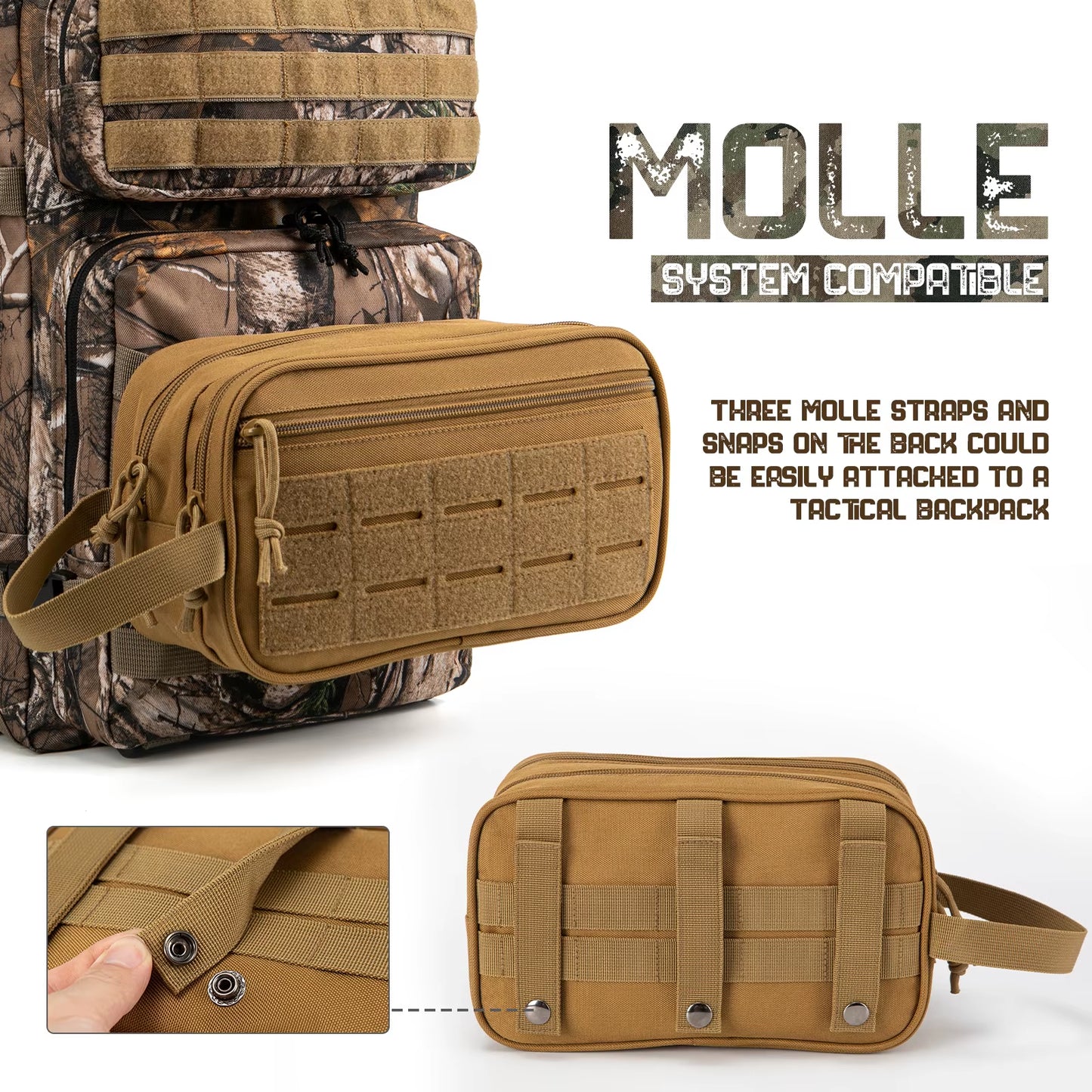 Tactical Toiletry Bag for Men/Women Hygiene Bag Tool Molle Pouches Small Hanging Dopp Kit Mens Shaving Kit Travel Shower Bag